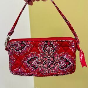 VTG Vera Bradley Red Wristlet Phone Case Wallet 7” Zip FRANKLY SCARLET